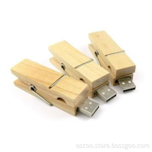 wooden clip usb flash drive, china factory